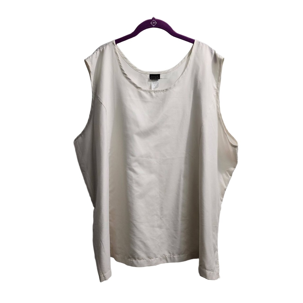 Salon Studio Top Womens Size 4X Beige Sleeveless Blouse Crew Neck Loose‎ Fit